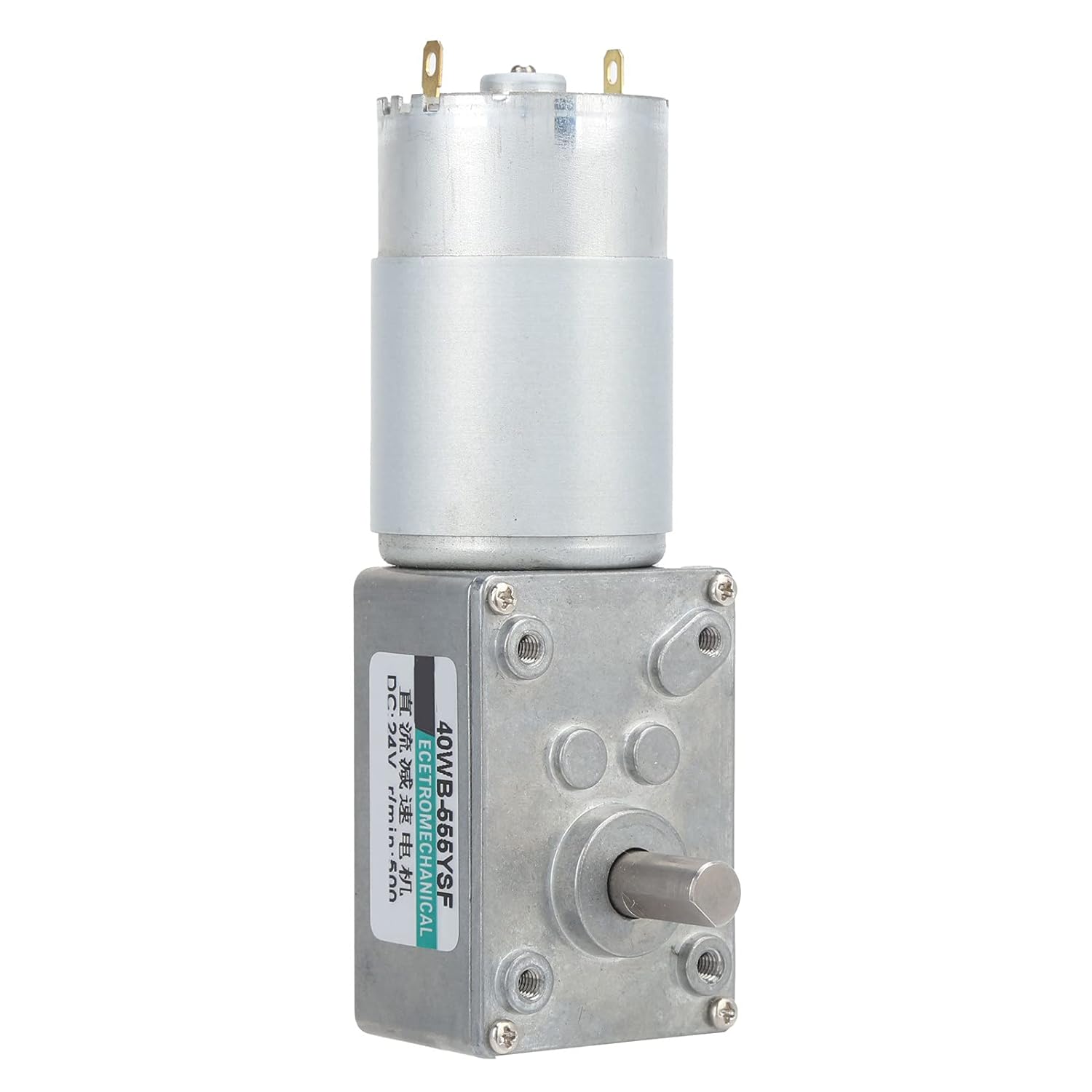 Motor de engranajes DC24V, Motor reductor de tornillo sin fin de mini turbina con control de baja velocidad de alto par, Motor de reducción de motor DC de 24 voltios(500 rpm)