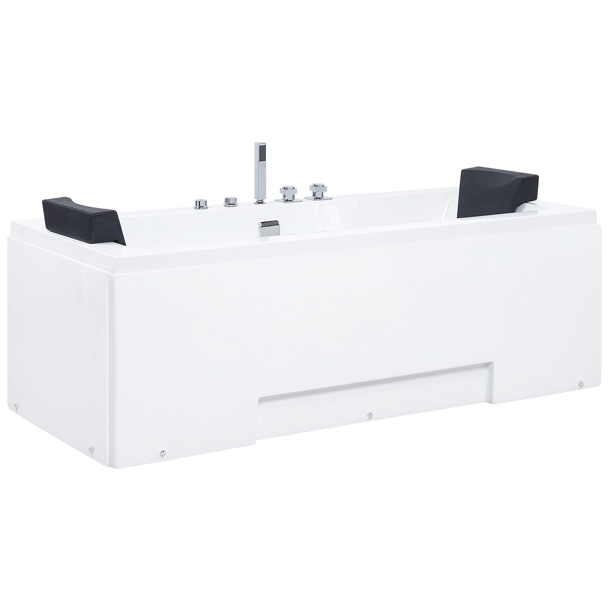 Bañera de hidromasaje de acrílico sanitario blanco y vidrio rectangular doble 157 x 85 cm con reposacabezas diseño moderno Galley