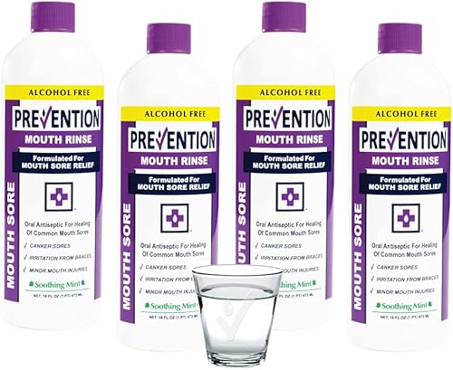 Prevention Enjuague bucal Tratamiento para el dolor bucal, paquete de 4