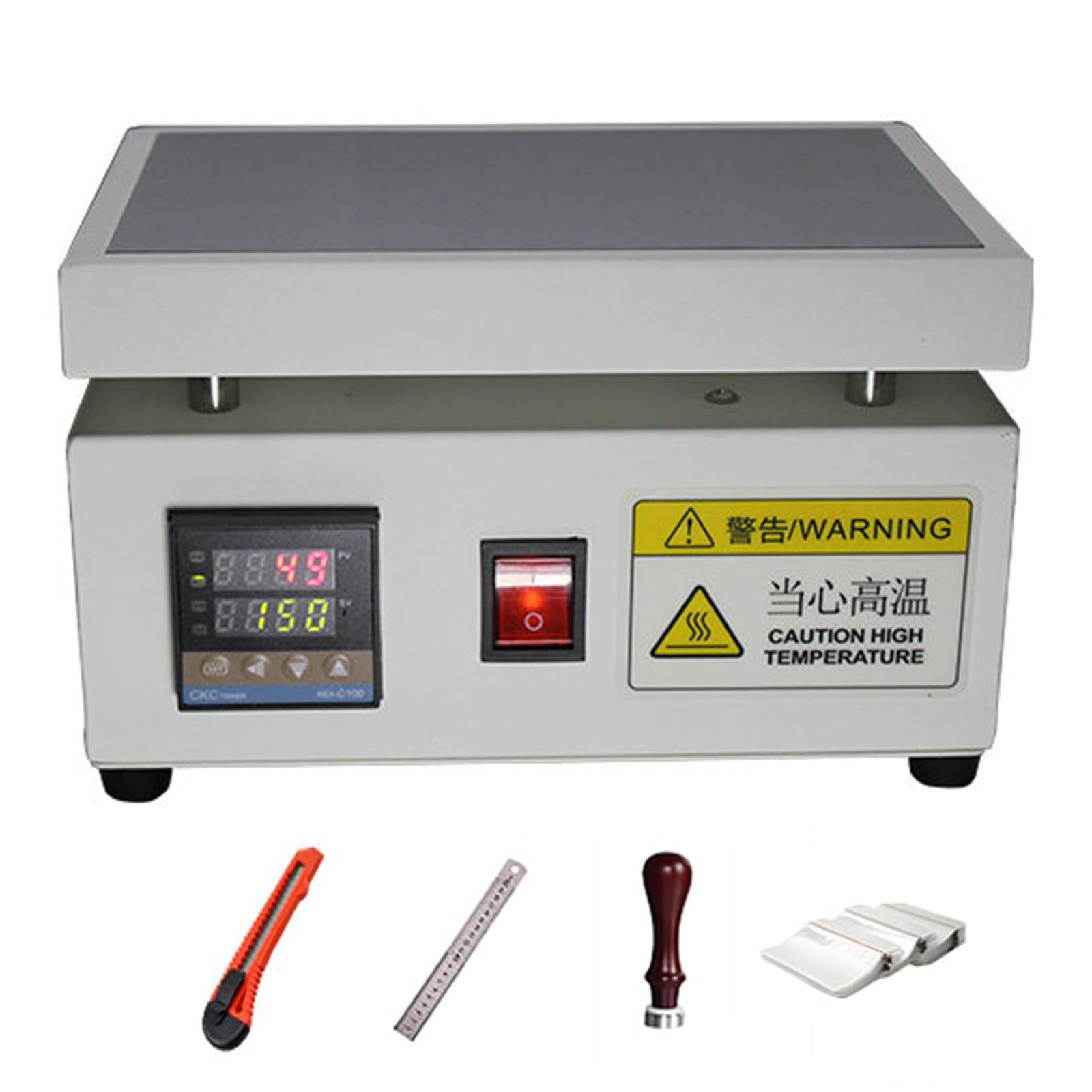 Máquina de sellado manual de celofán, caja selladora térmica PID con placa caliente de acero inoxidable, máquina de envoltura de temperatura ajustable para embalaje de cajas de regalo de cosm 12x20cm