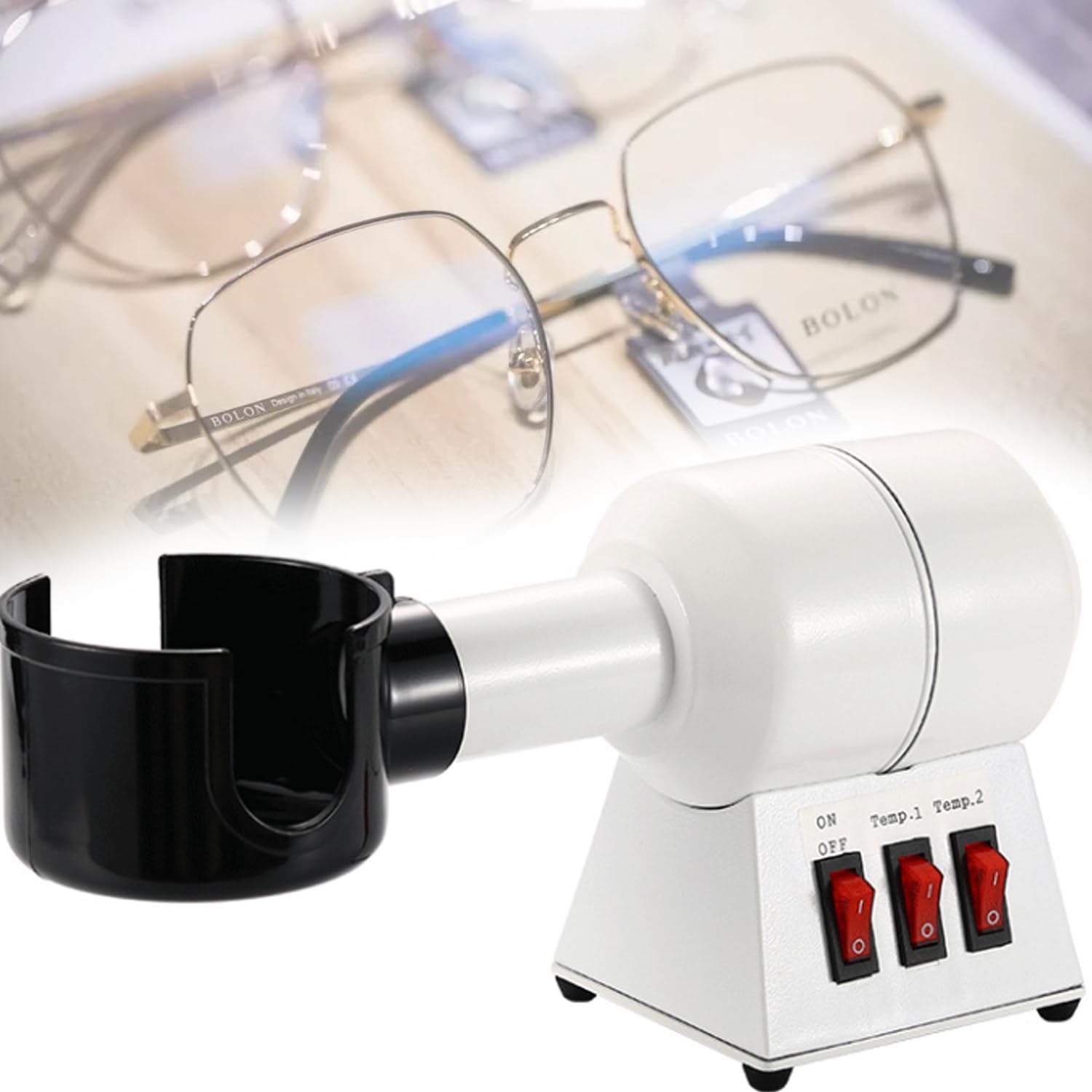 Calentador óptico de Montura de Gafas Calentador de Montura de Gafas, Calentador de Montura de Gafas, Ajuste de Temperatura de 2 Engranajes, Temperatura Ajustable, Bajo Nivel de Ruido