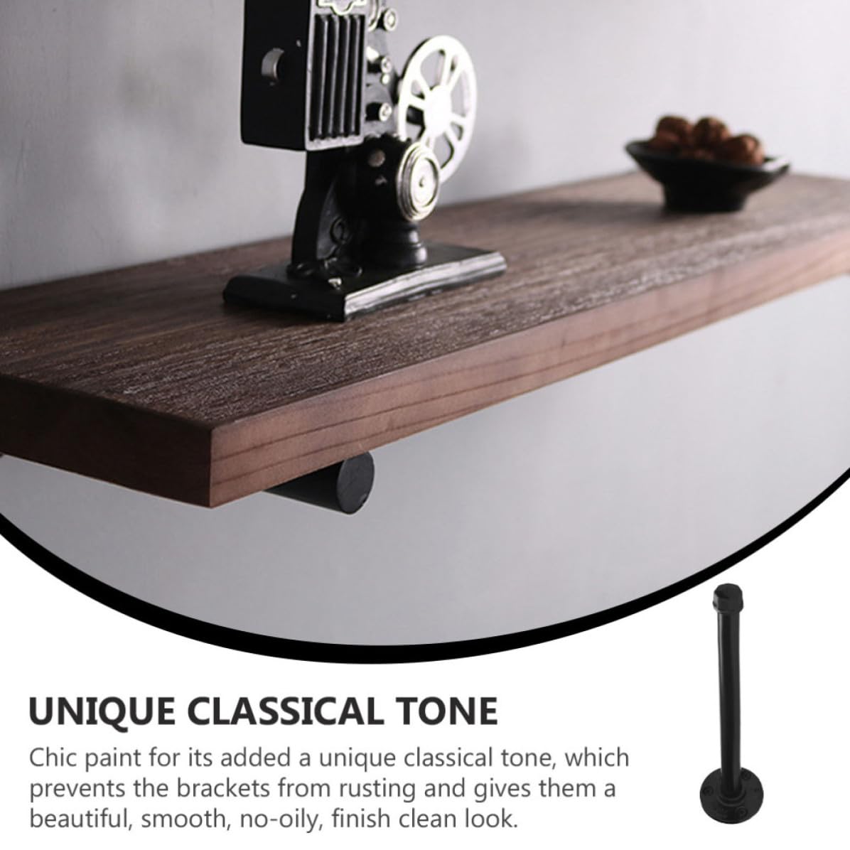 4 Ensembles Support D'étagère en Fer Noir Vintage