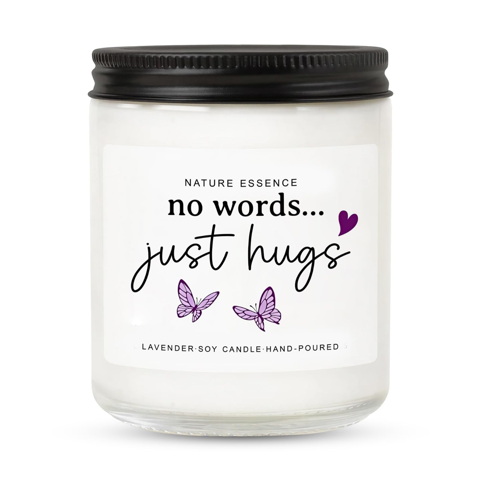 Thinking of You Gifts Sympathy Gift, No Words Just Hugs Memorial Candle, Lavender Scented Soy Candle, Bereavement, Condolence, Grief, Cheer Up & Hug Gift for Women Men, 3.5oz