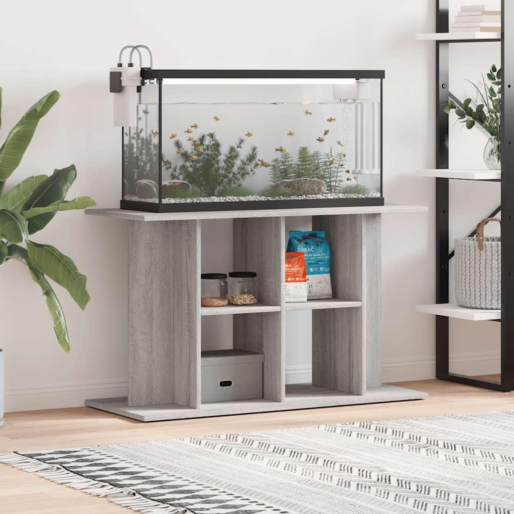 vidaXL Soporte para Acuario, Mueble con Almacenaje, Armario Base para Pecera, Estantes de Exposición, Madera de Ingeniería Gris Sonoma