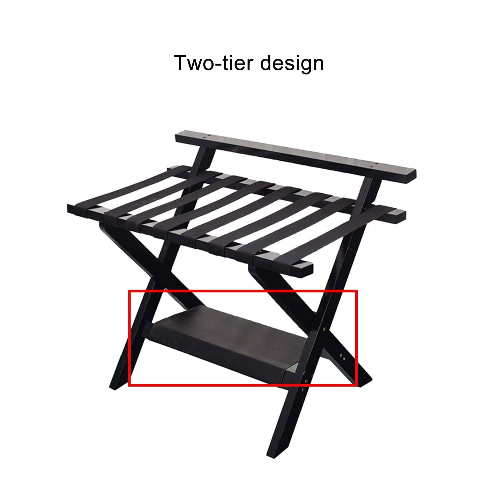 Soporte plegable para maleta, estante de equipaje resistente para hotel y hogar, estante de almacenamiento de doble capa de 200 kg de capacidad, soporte de cordón de nailon