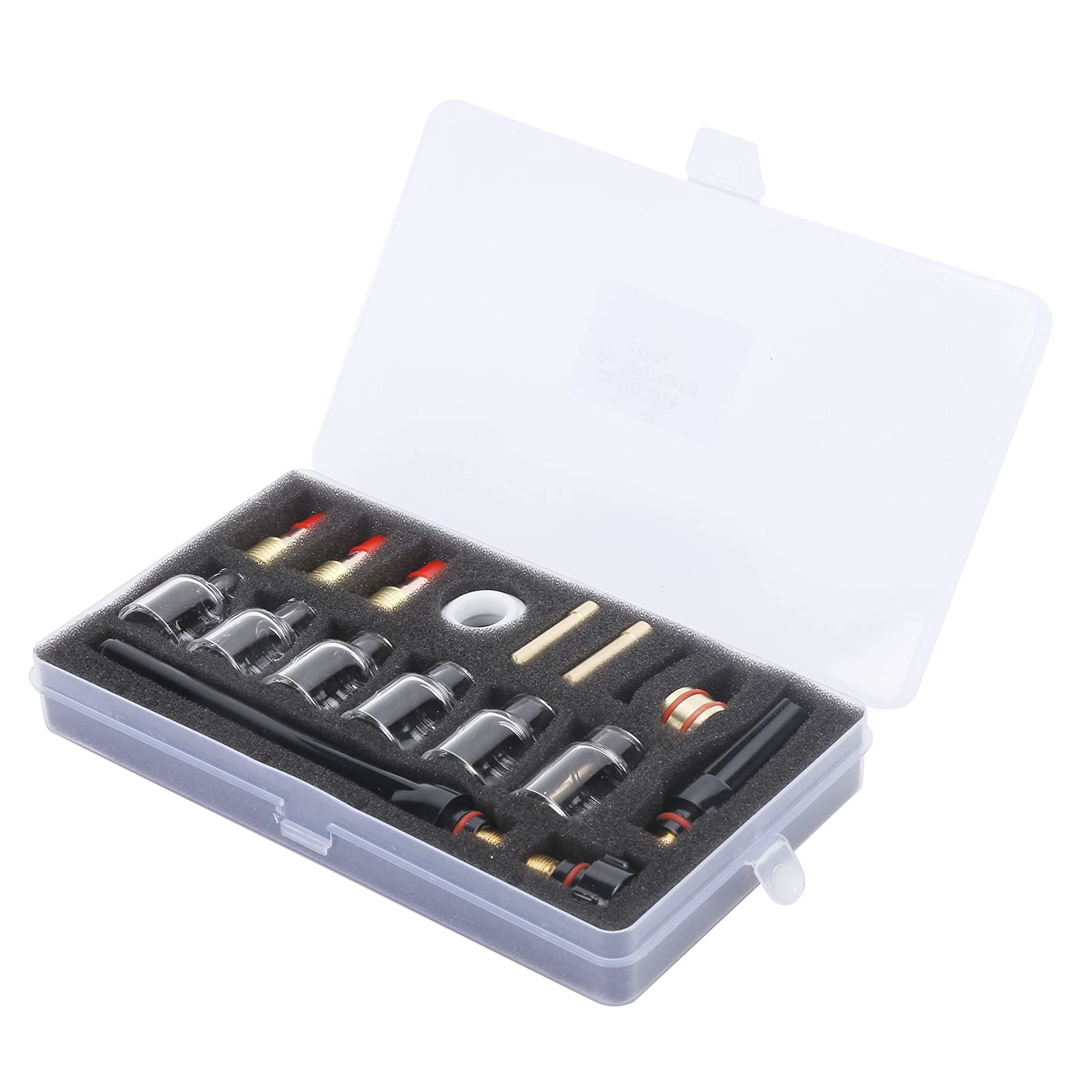 Kit D'accessoires De Consommables De Torche Tig 17 Pièces, 6 Buses En Verre, 3 Queues De Pistolet, 3 Pinces En Tungstène, Anneau En Silicone, 3 Pièces De Guidage, Manchon Fixe, Kit D'accessoires