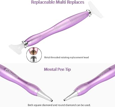 benote Metal Diamond Art Painting Pen Kits Screw In Tip, Ergonomic Diamond Drill Pen Tools Square Painting Art Supplies with Multi Interchangeable Tip for Arthristic Hand Cramp - Purple