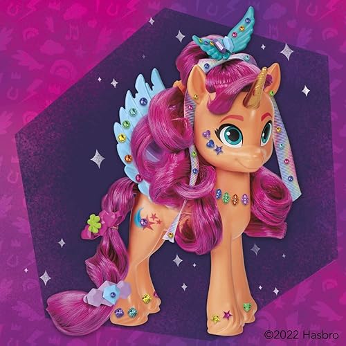 Miniatura 4 de My Little Pony Toys Make Your Mark Sunny Starscout Ribbon Peinados de cinta juguete de poni naranja de 6 pulgadas juguetes para niñas y niños de 5