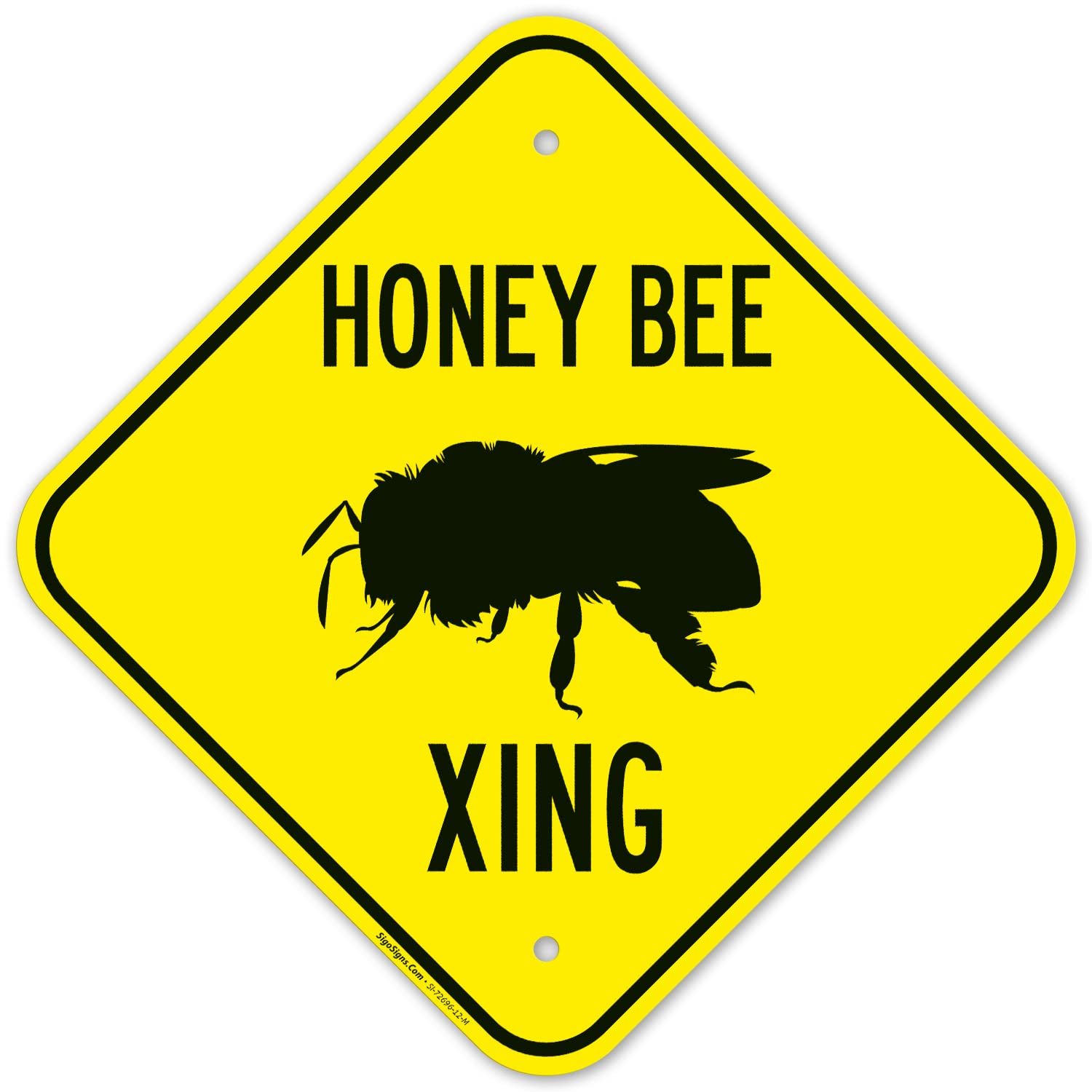 Honey Bee Crossing Sign, 12x12 Inches, Rust Free .040 Aluminum, Fade Resistant, Made in USA