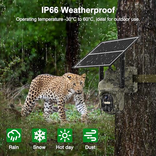 Lemnoi 4G LTE Solar Wildkamera mit Bewegungsmelder, Akku Wildkamera mit SIM Karte Preinstalliert und...