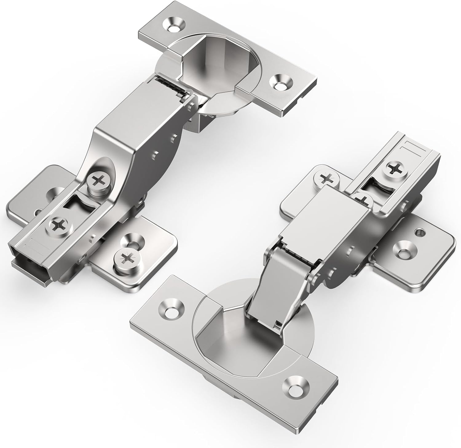 10 Pack Frameless Inset Soft Close Concealed Hinges, Satin Nickel, Self Closing, 105° Open Angle 3D Adjustment, Stop 85 ? 105 Degrees, Clip On, Stainless Steel for Cabinet Door 10 Inset