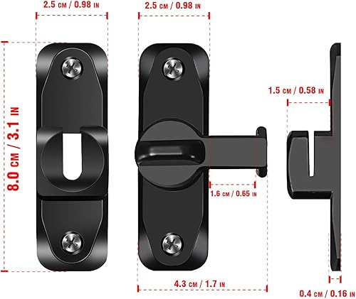 Miniatura 3 de Cerradura de puerta corrediza de granero, cierre de puerta abatible resistente de 90180 grados, pestillo grueso antioxidante para puertas de