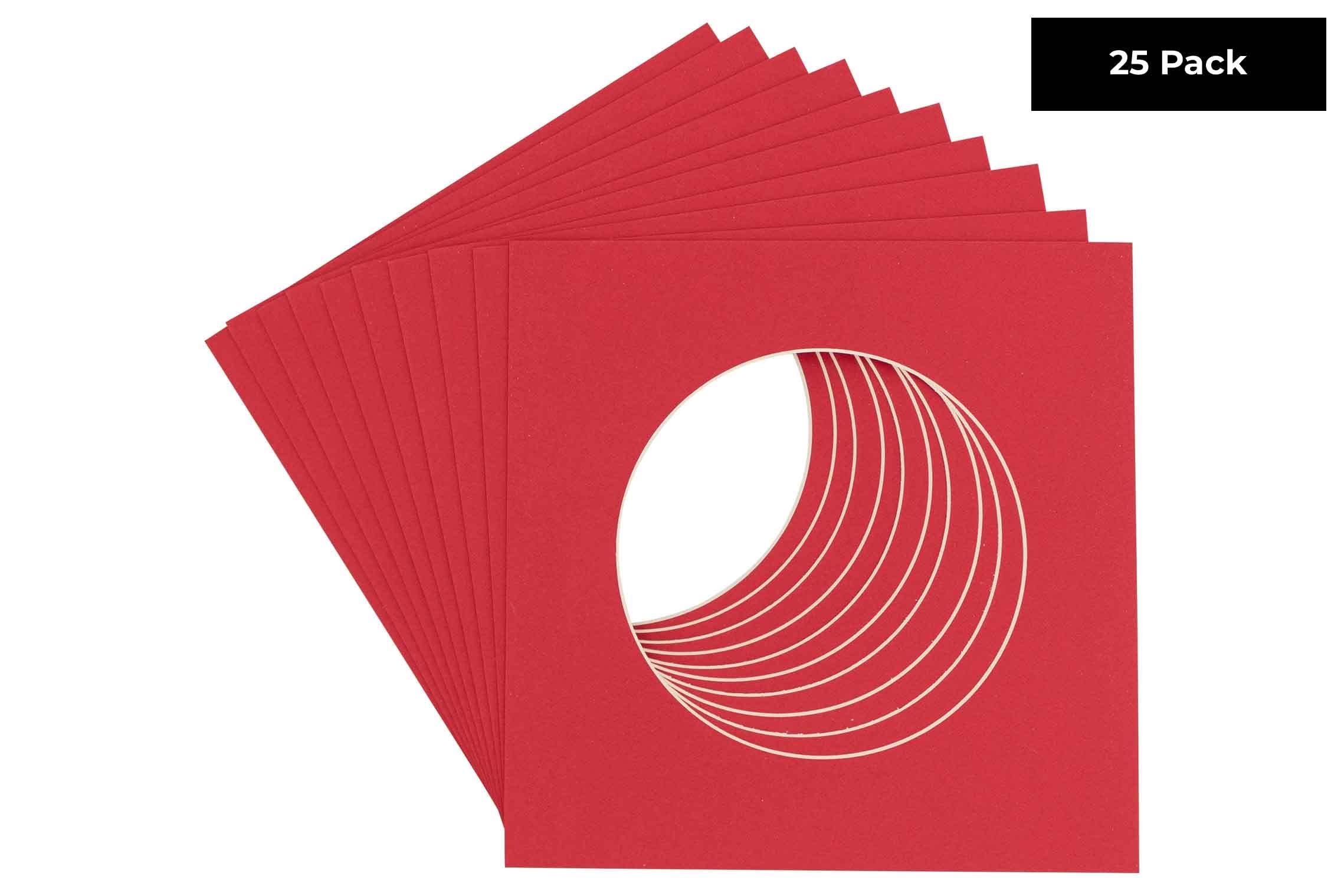 CountryArtHouse Cardinal Red Acid Free 13x13 Circle Picture Frame Mat with White Core Bevel Cut for 9x9 Pictures - Fits 13x13 Frame - Pack of 25 Matboards
