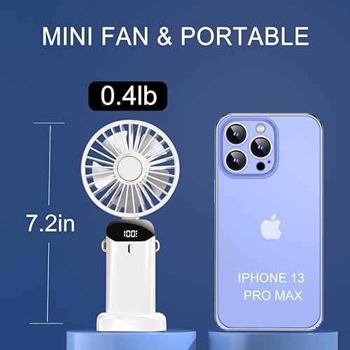 Miniatura 2 de Mini ventilador de mano portátil personal 4000 mAh recargable pequeños ventiladores de enfriamiento de mano soplar aire frío para mujeres, hombres,