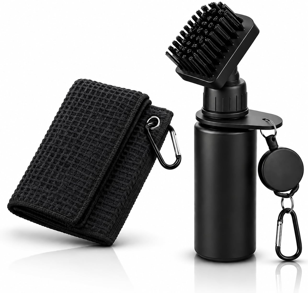 Golf Club Cleaner Brush with Water Spray Bottle, Retractable Cord Microfiber Golf Towel (11.8 * 11.8 in), Golf Cleaning Set fHeavy-Duty Golf Club Cleaner with Hook, Golf Club Cleaner Accessories