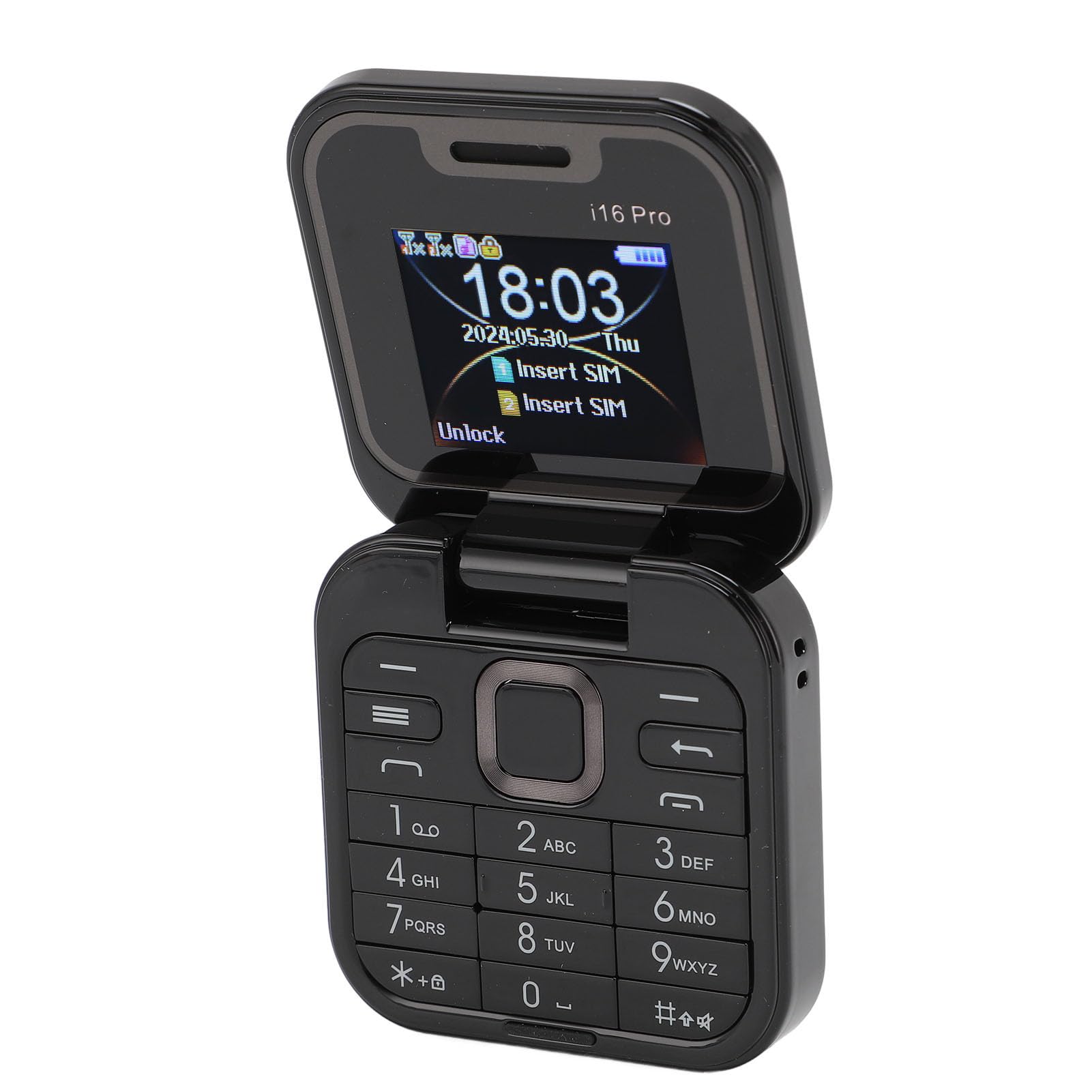 ASHATA Mini Teléfono Móvil Plegable 2G, Soporte Dual SIM, Radio FM, Bloqueo de Llamadas, Vibración, Marcación Rápida, 32 MB RAM