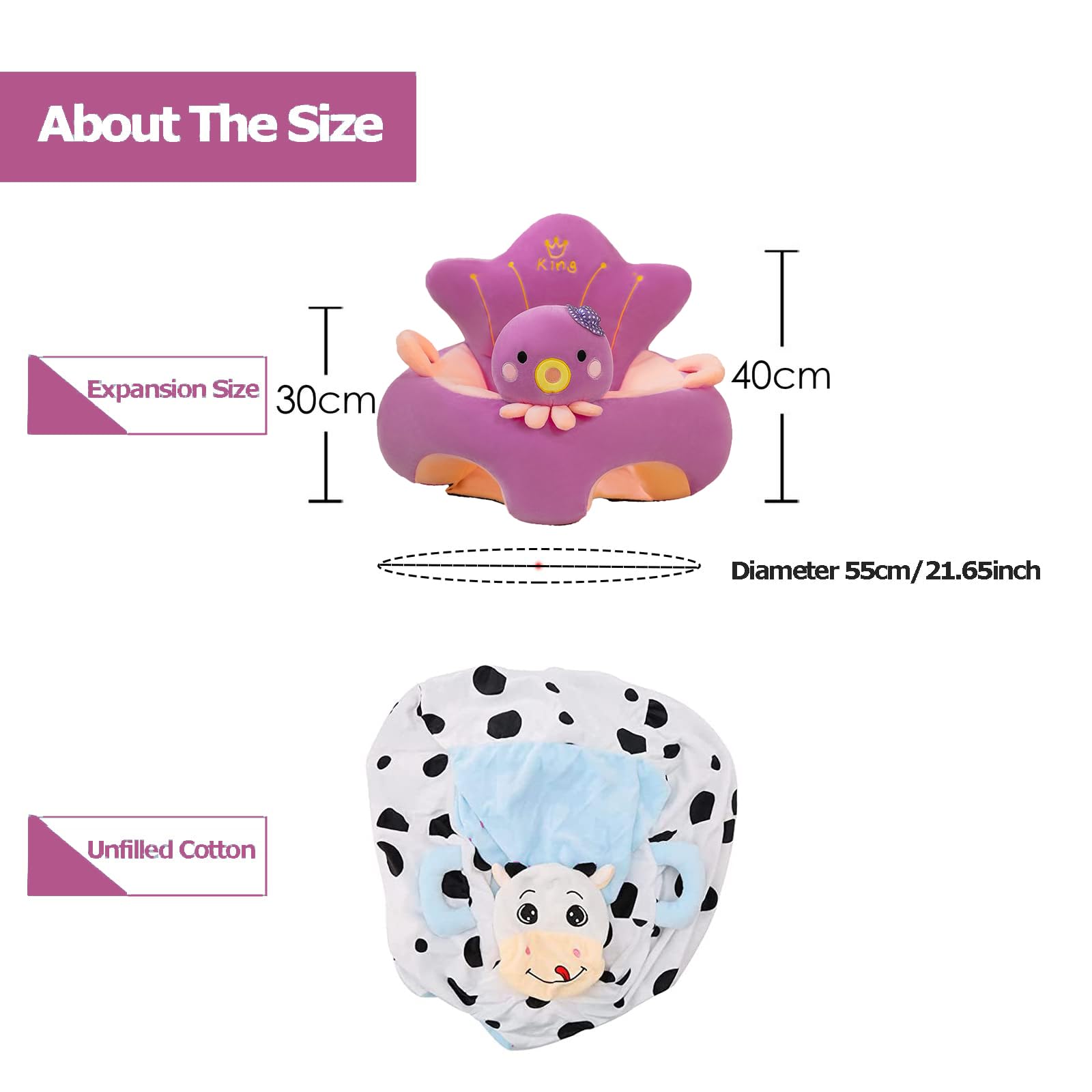 SOONHUA Baby Sofa Stuhlbezug, Baby Boden Plüschliege, leichte Oktopus-Form, für Babys, Lernsitz, Stuhlbezug für Säuglinge, Kleinkinder, Babyzimmer, Spielzimmer (ohne Füllung)