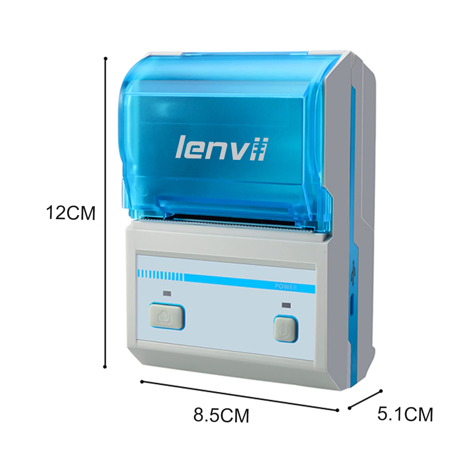 LENVII LV-278B 58MM Bluetooth stampante termica per etichette a 2 pollici stampante per codici a barre Mini stampante per ricevute 2 in 1 stampante compatibile con il sistema Android/iOS