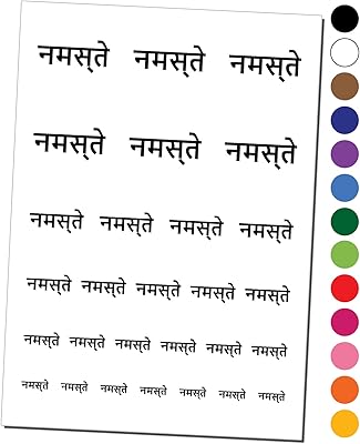 Namaste Hello Hindi Greeting Temporary Tattoo Water Resistant Fake Body Art Set Collection - Black (One Sheet)