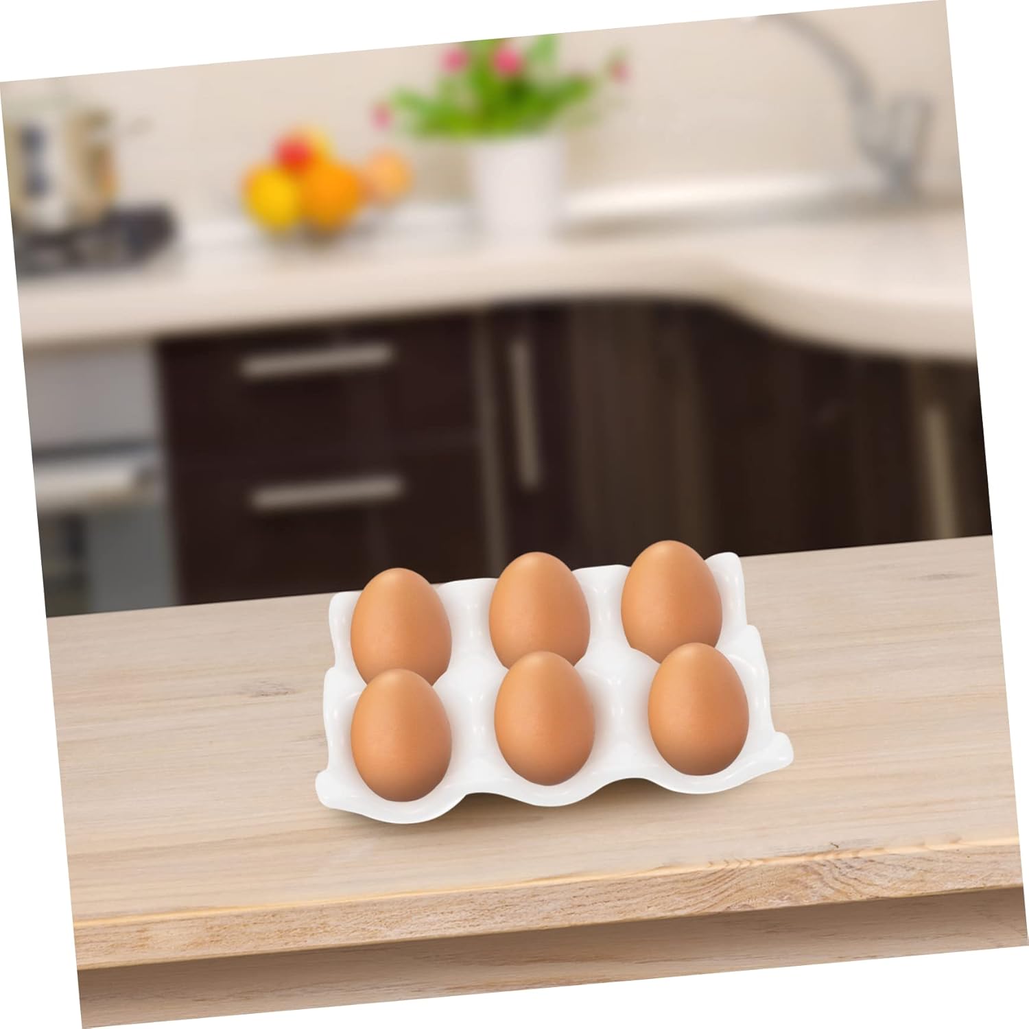 2 Pcs Ceramic Egg Tray Utensil Holder White Deviled Egg Plate Section Egg Tray Egg Storage Rack Egg Holder White Decor Appetizer Tray 6- Grid Egg Cup Organizer Frosted Ceramics (W (Whitex2pcs