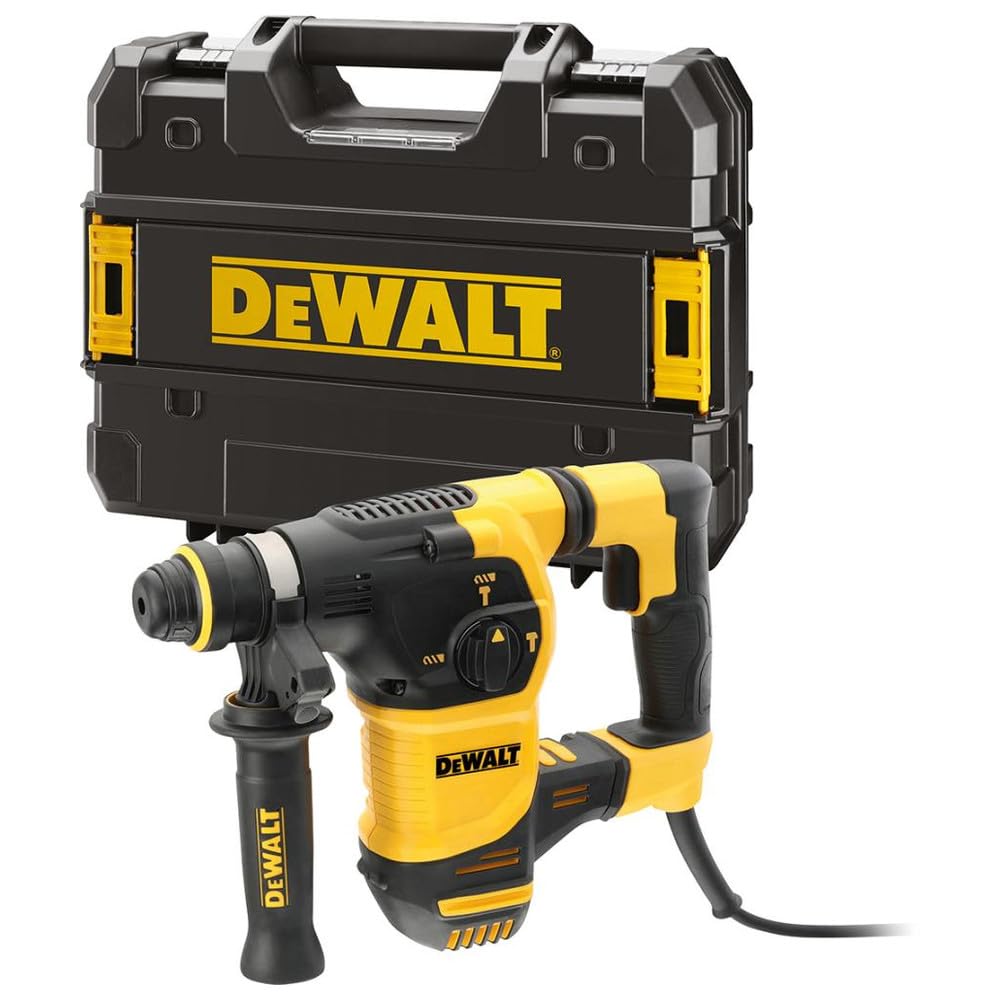 DEWALT D25333K-QS - Martillo Perforador SDS-Plus 30 mm, 950W, 3.5 J, 0-1,150 rpm, 0-4,300 IPM, Sistema de Control de Vibración, Incluye Maletín de Transporte, Empuñadura y Tope de Profundidad