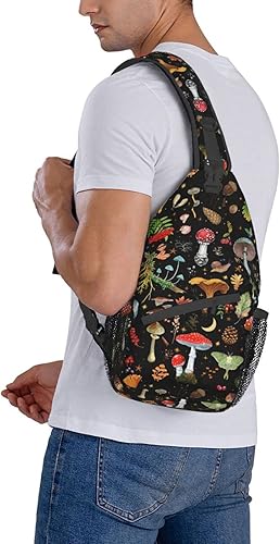 Miniatura 9 de Mochila bandolera de hongo para regalos de hongos bolsa cruzada de hongos para mujeres y hombres bolsa de viaje para senderismo bolsa de pecho