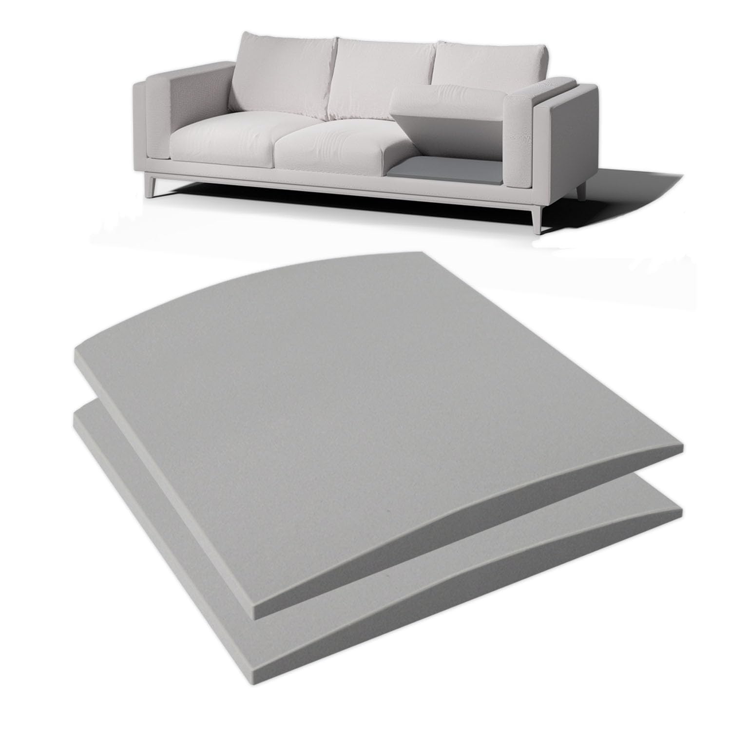 Couch Cushion Support for Sagging Seat - 20" x 20" High-Density Curved Foam Sofa Cushion Support Board, Couch Supporter for Under The Cushions, Grey Set of 2