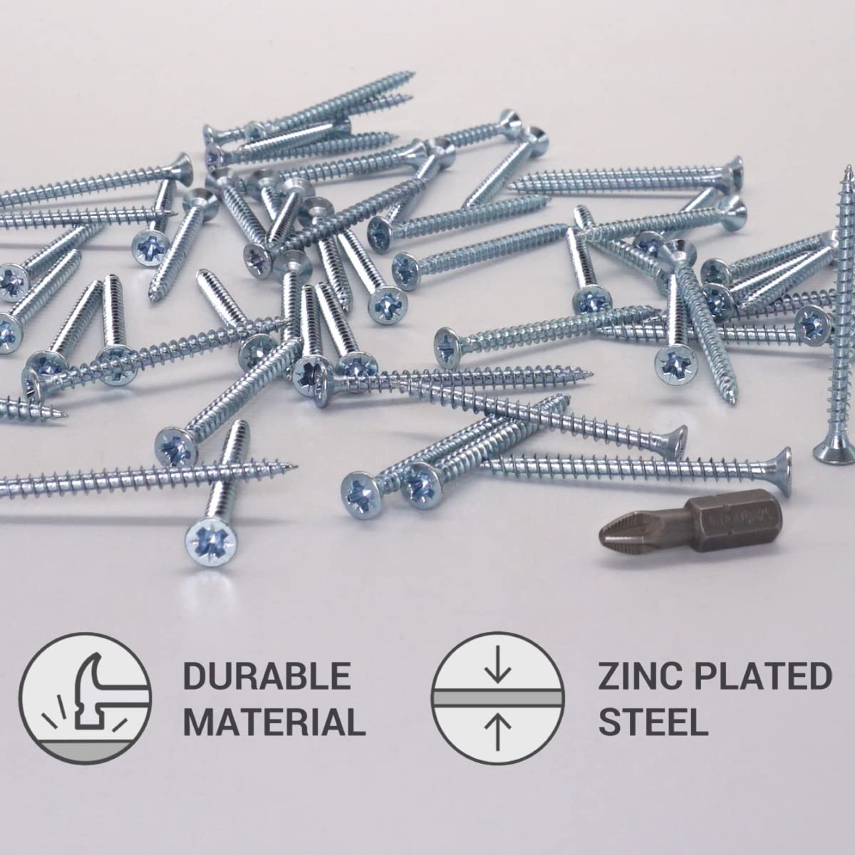SKIR'CO (Pack of 400 pcs) Zinc Plated Steel 3.5 x 45 mm Silver Wood Screws, Pozidriv Countersunk Head, Chipboard Screws - Image 3