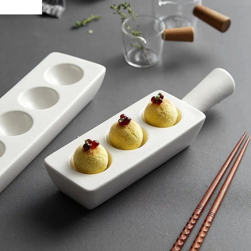Piatti Cena Piatto da dessert in ceramica for spuntini, piatti da cucina, semplice ristorante, stoviglie in tinta unita, teglia for torta di pane, piatti da portata Forniture Per Feste(5 grid plate)