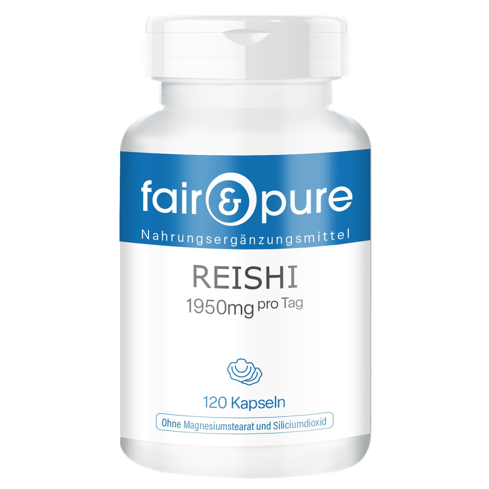 Fair & Pure® - Capsule di Reishi 1950 mg - 120 capsule - Ganoderma lucidum - Fungo medicinale - Altamente dosato - Vegano