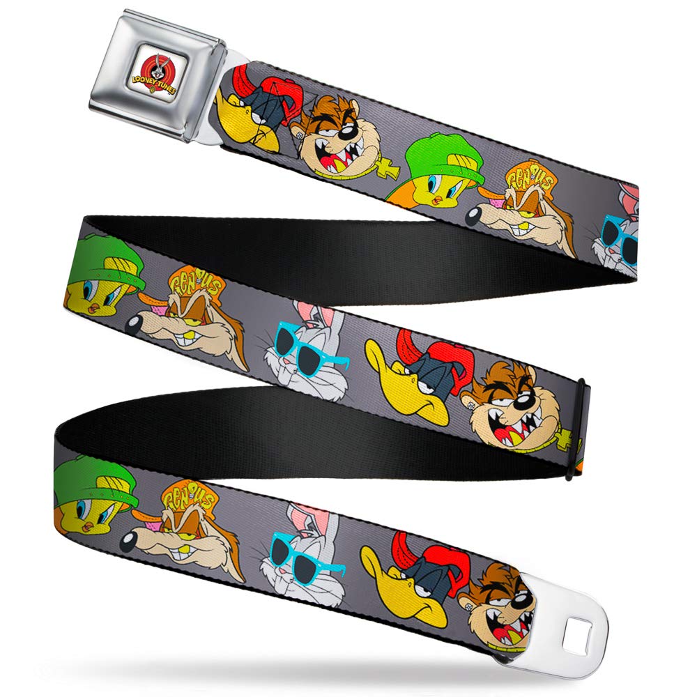 Buckle-Down Men's Standard Seatbelt Belt Looney Tunes XL, Multicolor, 1.5
