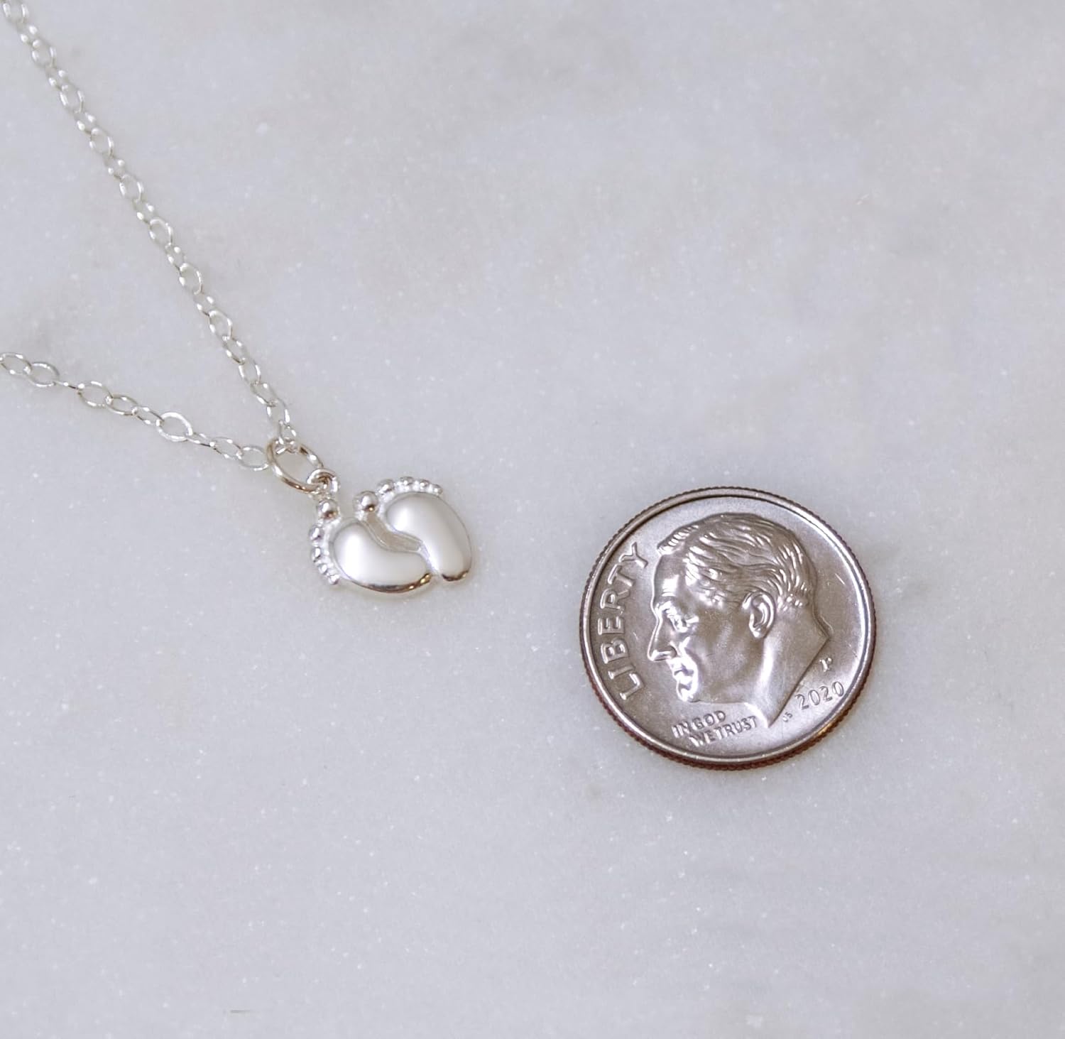 EFYTAL New Mom Gifts, 925 Sterling Silver Personalized Tiny Feet Necklace for Mom to Be - Image 3