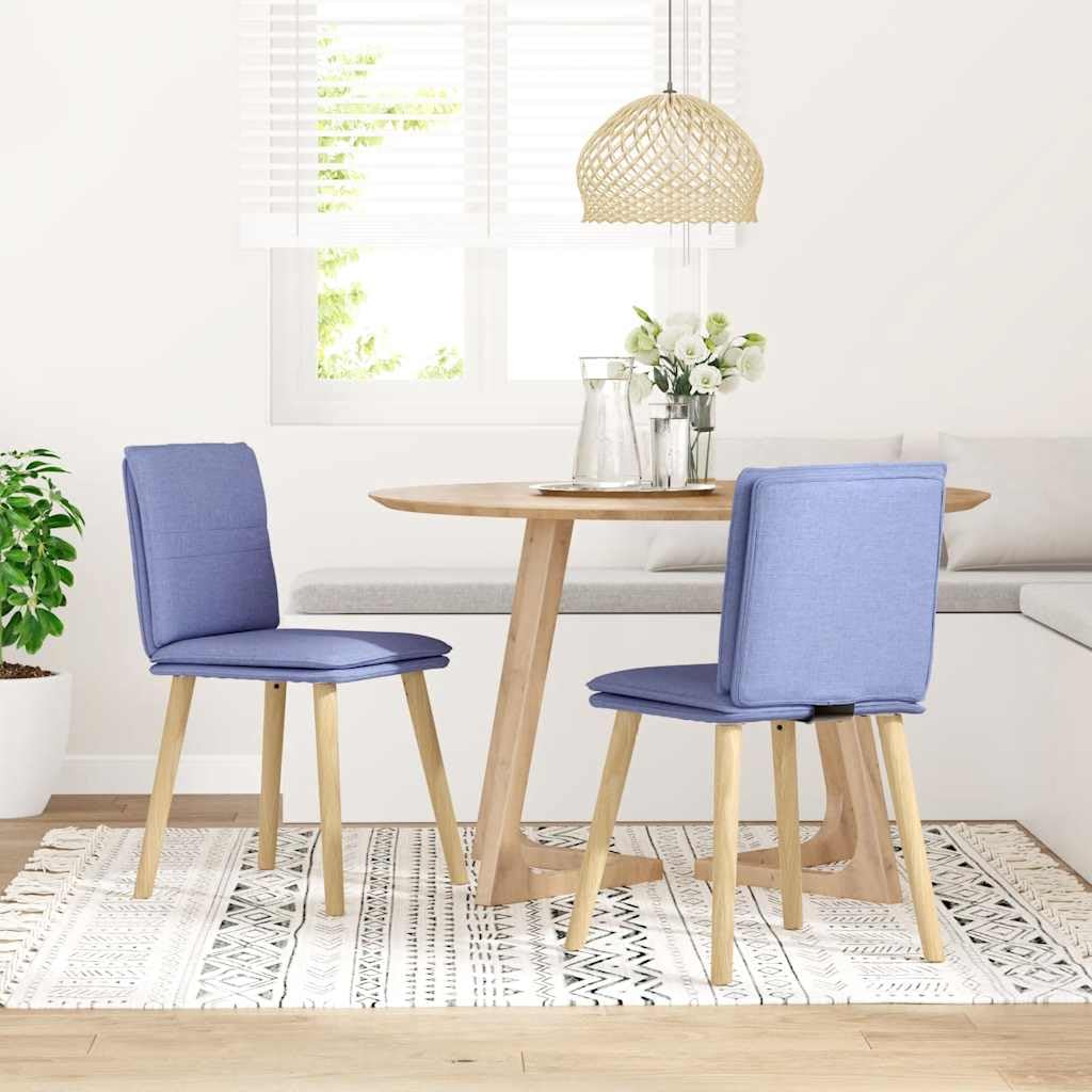Juego de 2 sillas de comedor de tela vaquera acolchada con respaldo ergonómico y asiento de espuma, marco de madera de caucho macizo, adecuado para cocina, salón, comedor