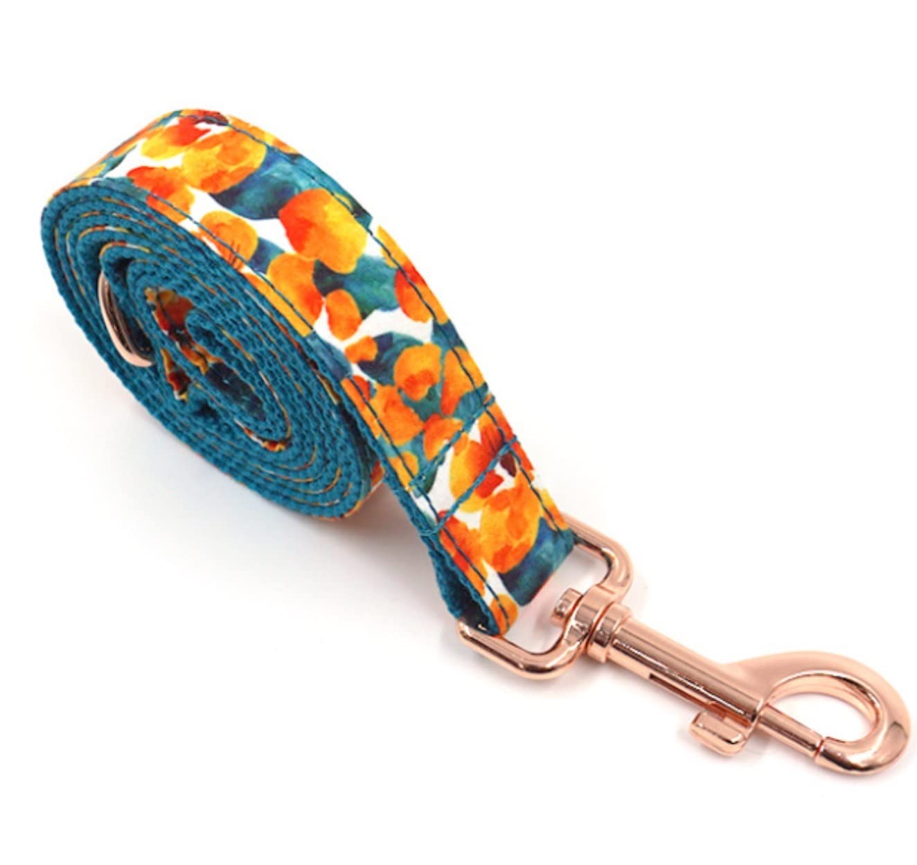 Correa Perro Correr Conjunto de Correa Cuello Mascota Oro Rosa Impreso Collar cómodo Suministros para Mascotas Perro Suave Antideslizantes Reforzada(23-30cm)