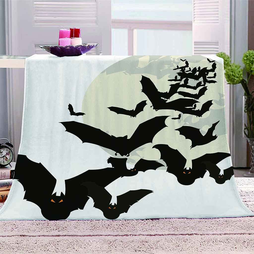 Couverture Impression 3D Halloween Chauve-Souris Noire en Plaid Microfibre Chaude