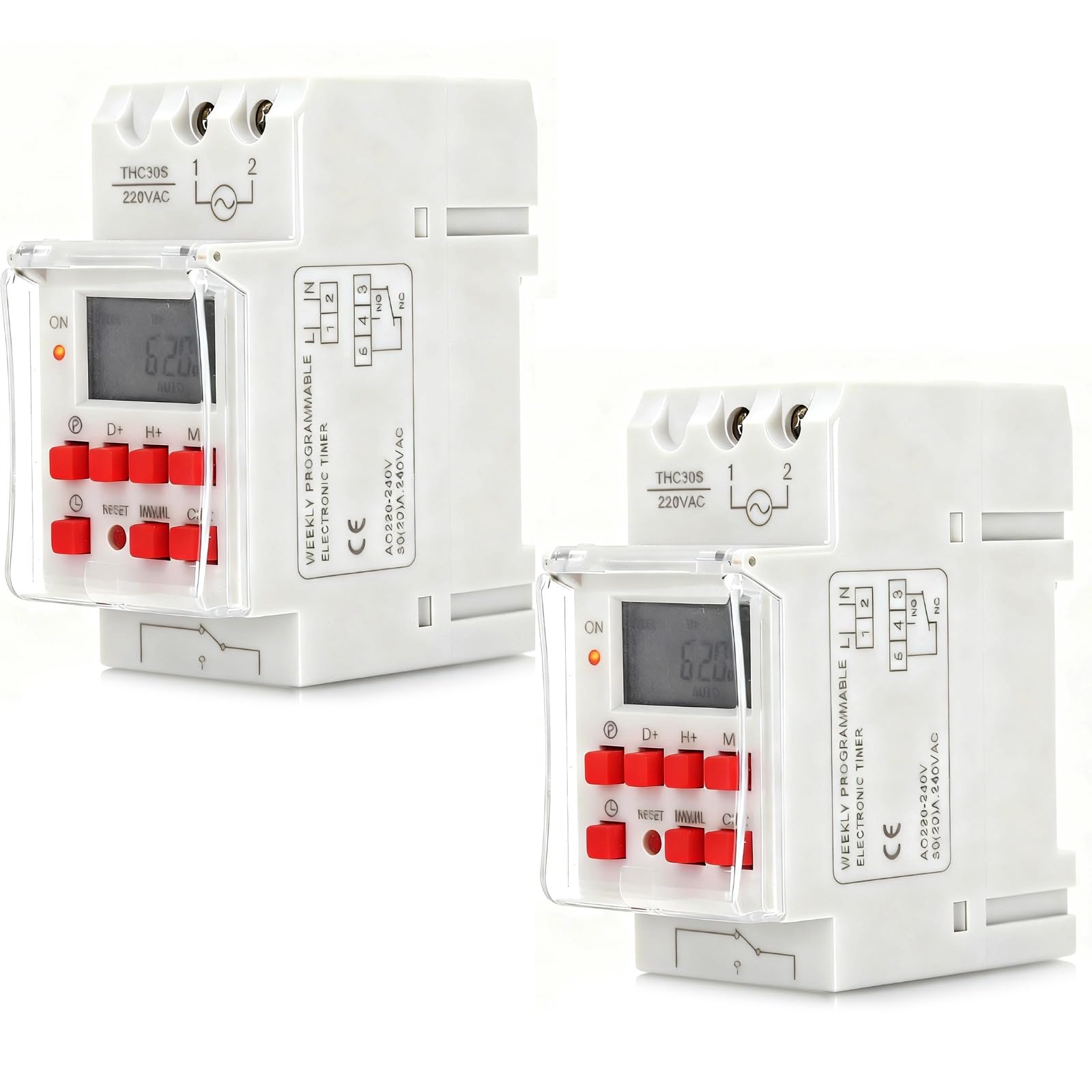 Interrupteur temporisé chauffe-eau électrique 30A rail DIN 35mm avec minuterie programmable LCD