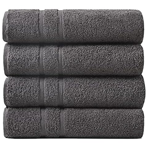 Degrees of Comfort Luxury Bath Towels, Charcoal , Large Bath Towels 27x52'' ,Soft and Plush ,100% Turkish Cotton, 4 Piece Cover