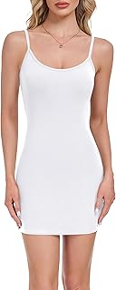 MOSCOAL Full Slip for Women Under Dress Adjustable Spaghetti Strap Backless Cami Slip Mini Dresses