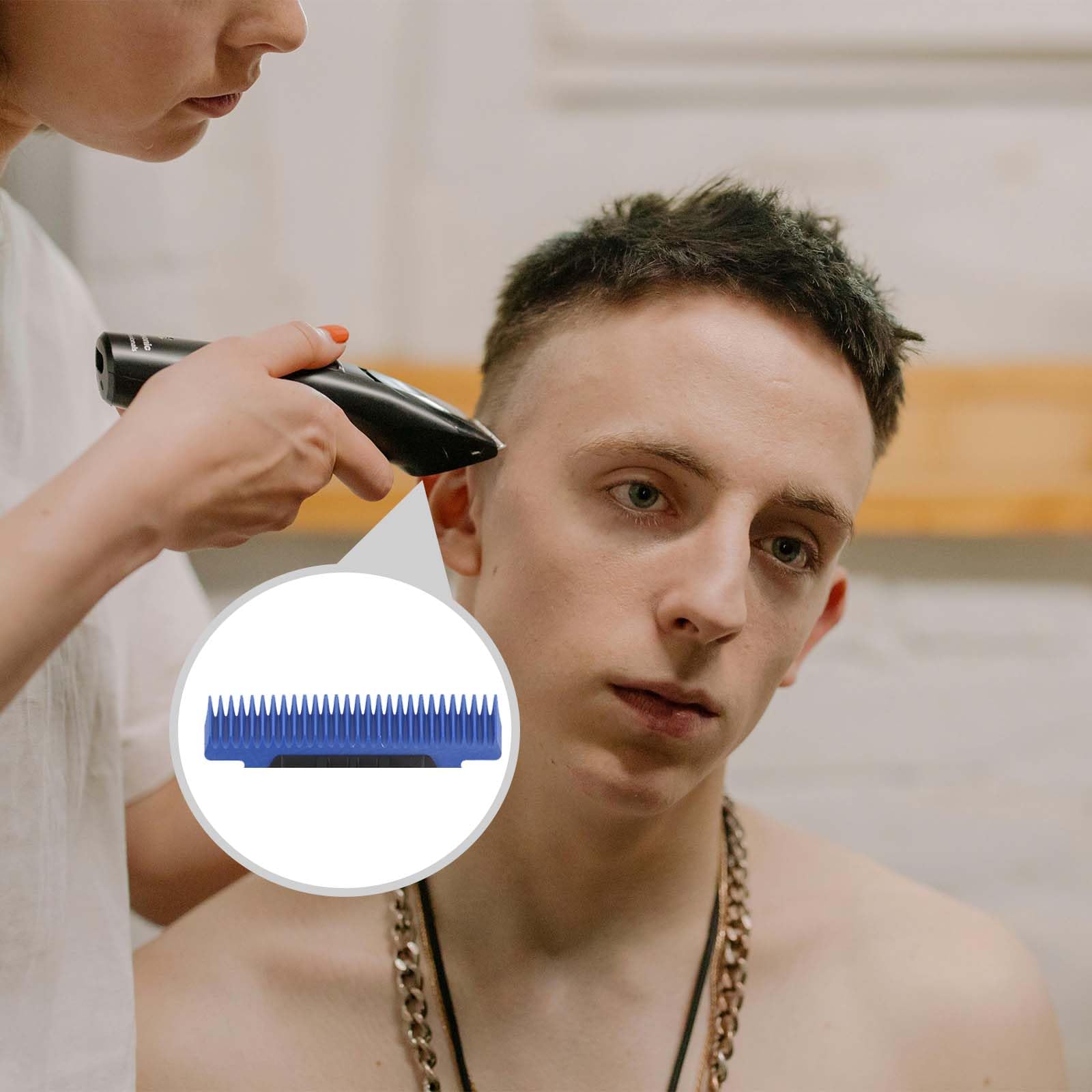 VGR 001 Clipper Dlc In Acciaio Al Carbonio, Lama Di Movimento Professionale In Ceramica Con 2 Coppie Di Viti, Clip Modello Con Set Di Lame Fisse Rivestite, Blu