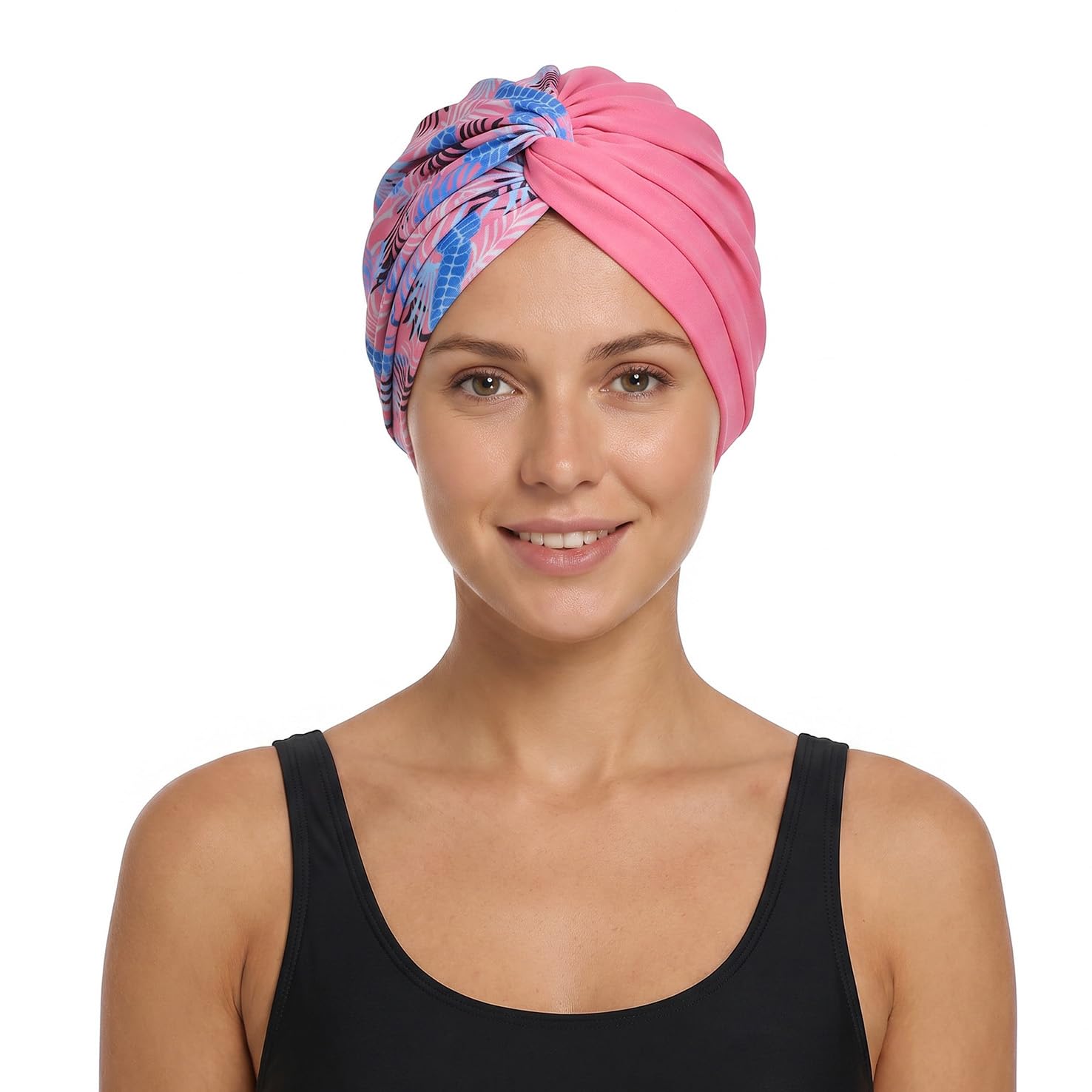Women Swimming Cap Ear Protection Swim Cap Non-Waterproof Elastic Bathing Shower Hat Pleated Fabric Pool Beach Surfing Water Sports Hair Bonnet Beanie Chemo Sleep Head Wrap Turban for Long Short Hair
