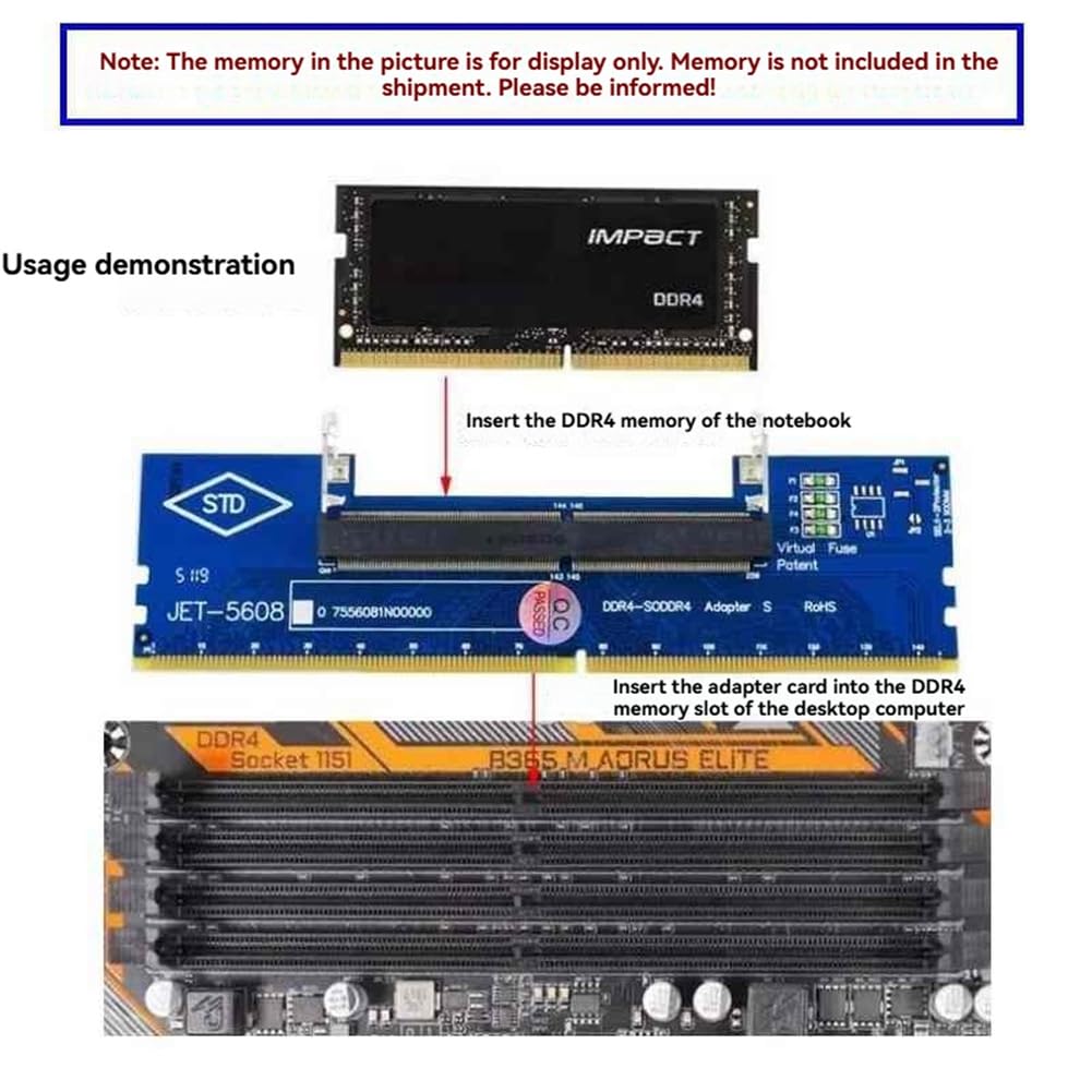Adattatore RAM DDR4 da laptop a desktop SO-DIMM a PC DIMM 2 pezzi scheda di memoria laptop RAM a PC desktop modulo test