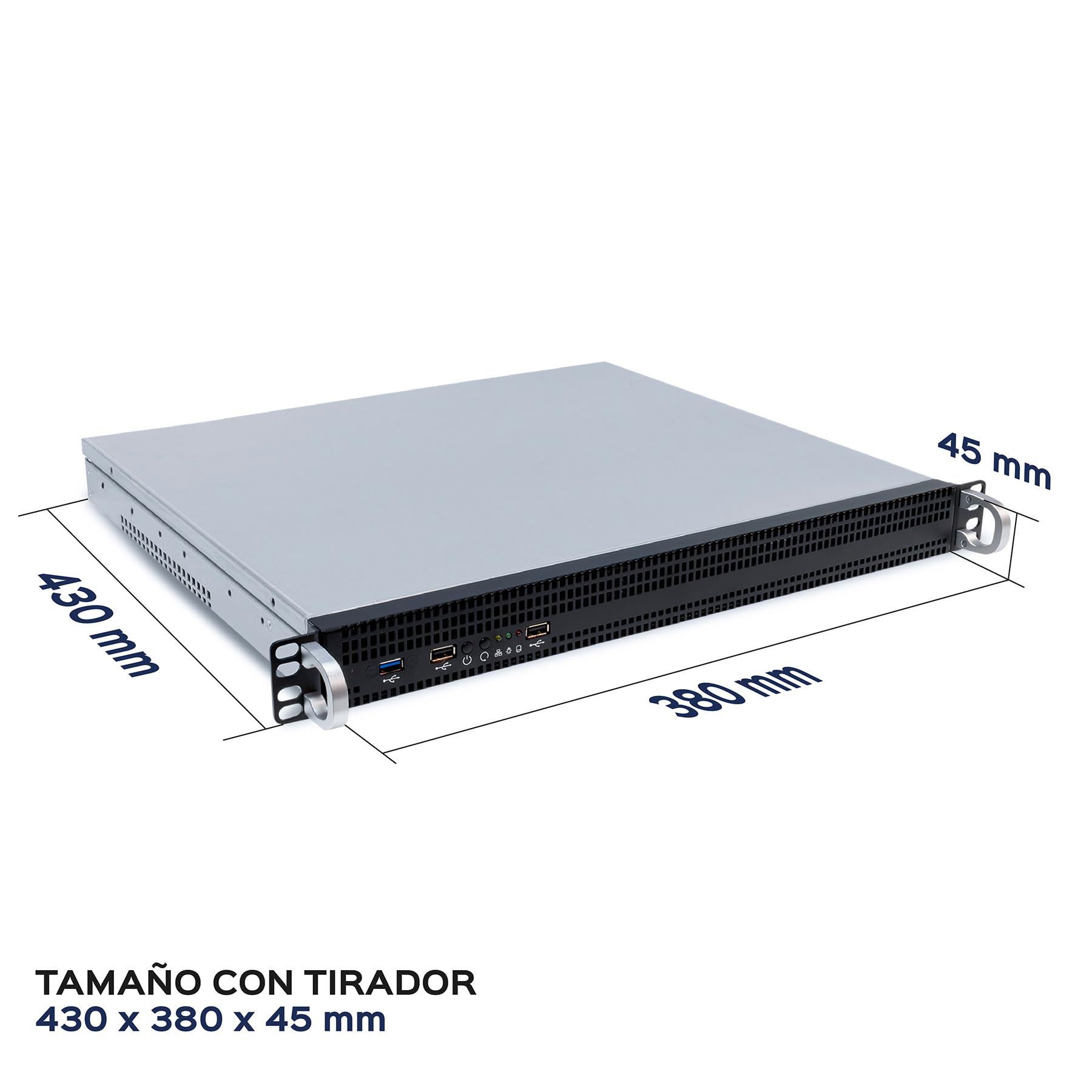 UNYKAch Chasis Rack 1U 19" UK1029, 430x380x45mm | Caja con Filtro Anti Polvo, 2 Puertos USB 2.0, 1 Puerto USB 3.0, 3 Ventiladores Doble Bola 40mm