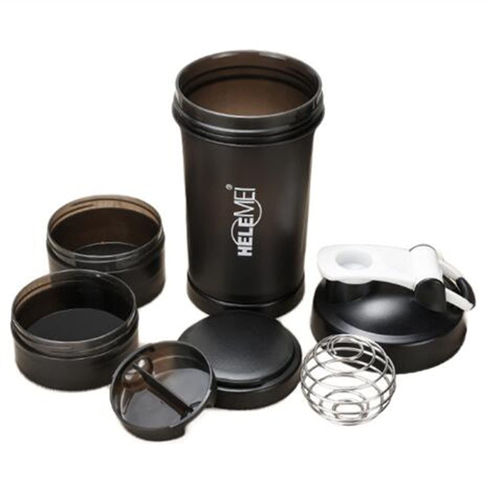 Twey Protein Polvo Shaker Botellas Spring Shaker Cup Gym Three Capas Shaker Protein Milk Shaker Deporte Botellas de Agua