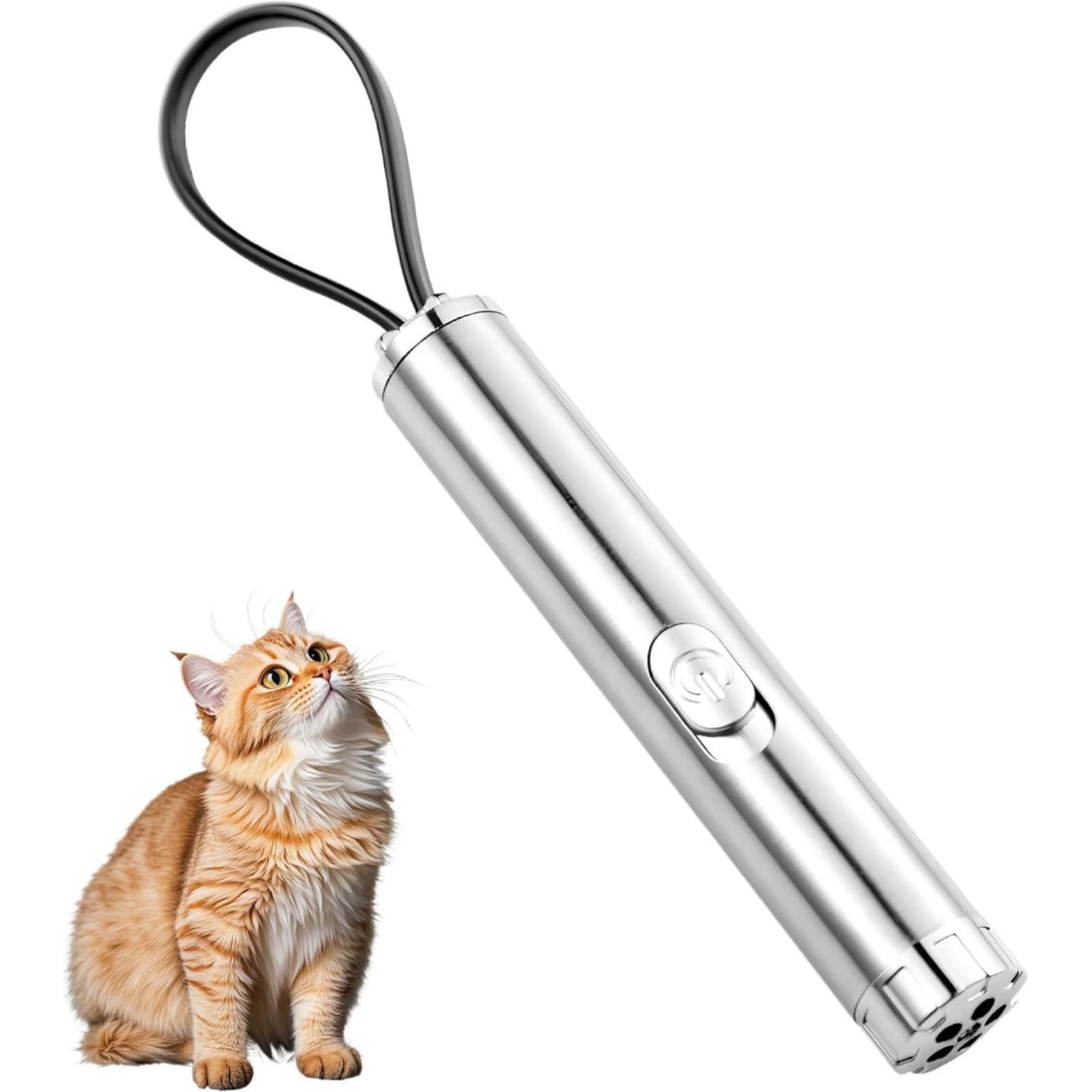 LED Stainless Steel Cat Light Pen,Red Pattern Interactive Cat Toy,C-at Toys For Indoor Cats Kitten And Dogs,C-at Chase Toys,Kitten Practice Chaser T-oys,Pet Exercise Training Tool,Chaser Exercise