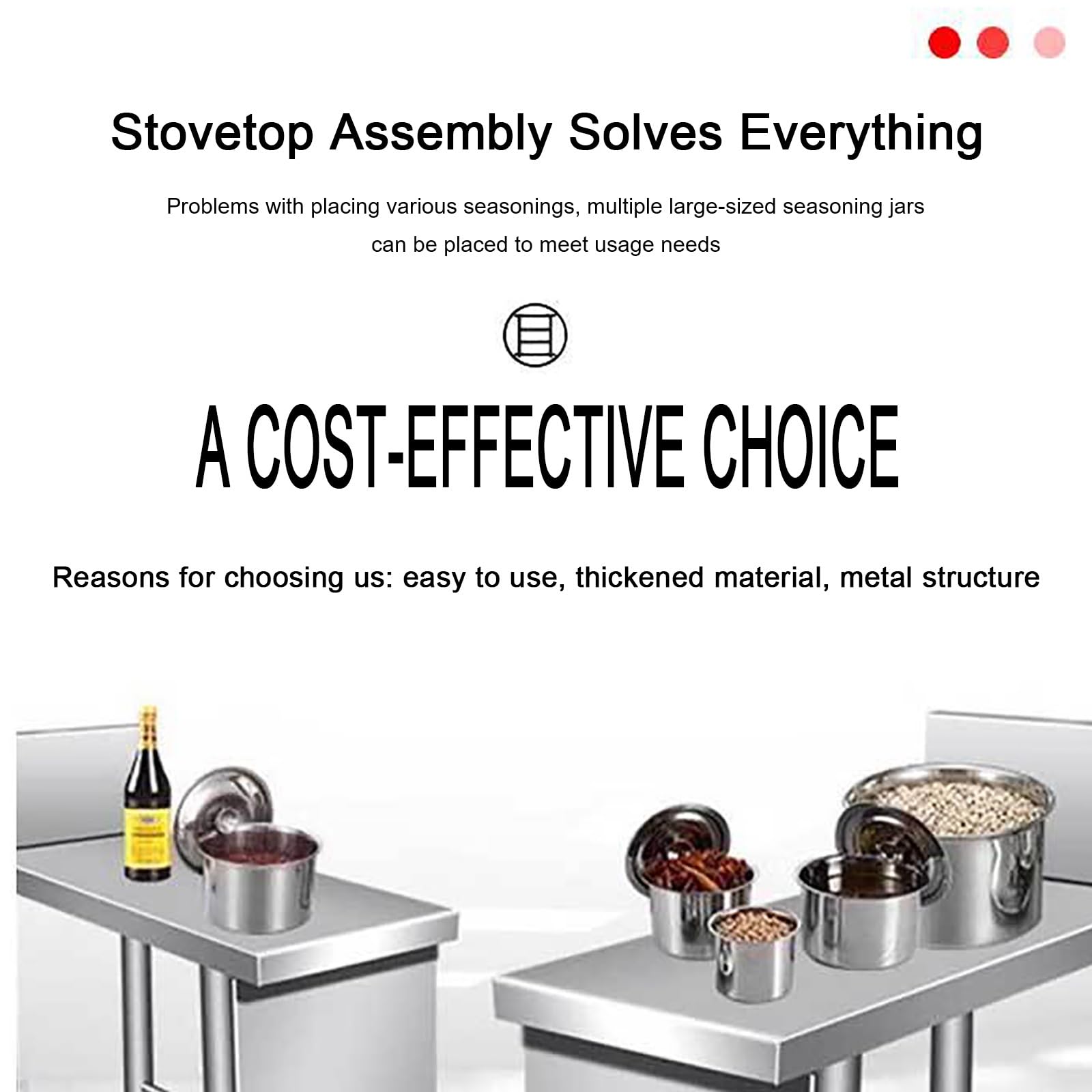 Tavolo Acciaio Inox, Tavolo Acciaio Inox Professionali, Metallo Banco da Lavoro Officina, Bancone per Condimenti con Ripiano Inferiore e Alzatine Cucina, per Ristorante(80x50x80cm/31.5x20x31.5 inches)