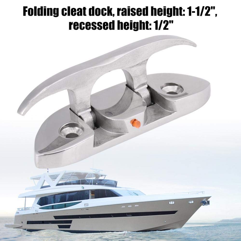 KIMISS Cleat plegable de acero inoxidable para barcos, 4‑1/2", marinero, resistente a la corrosión, ideal para emba ciones y muelles