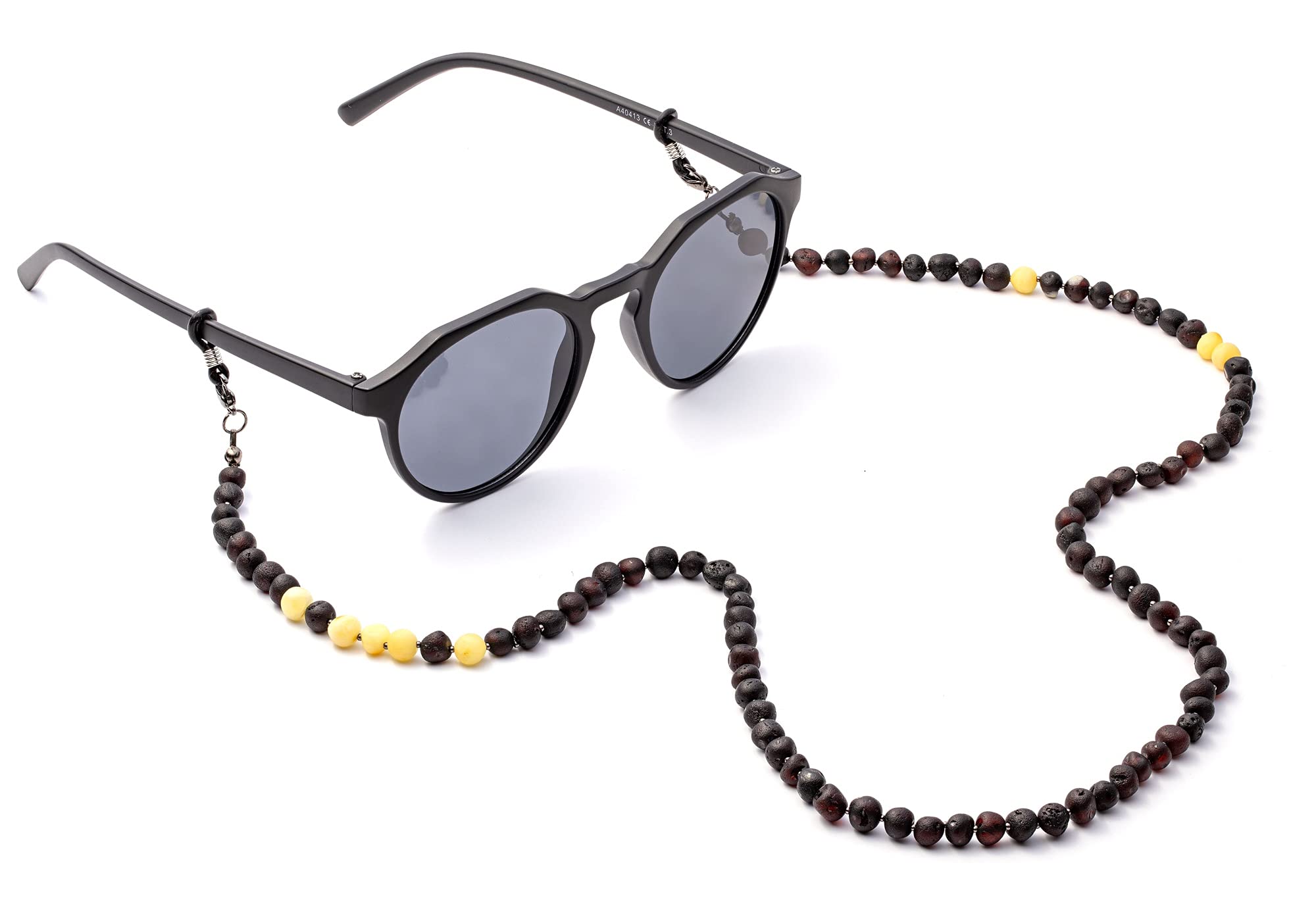 Brillenkette Brillenkette Sonnenbrille Bernstein Halskette Damen Brillenketten & Lanyards Brillenkordel Halsband Maskenhalter Herren Accessoires Baltischer Bernstein Armband Gr. 90, Schwarzer Honig