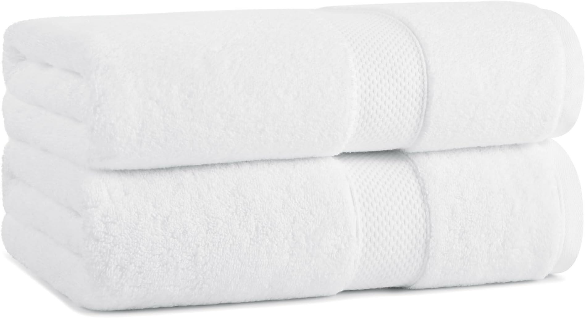 Aston & Arden Egyptian Bath Towels - (Pack of 2) Oversized Ultra Soft Thick & Absorbent, 100% Ringspun Egyptian Cotton Bathroom Towel for Spa, Hotel, 600 GSM, 30 x 54 in, White