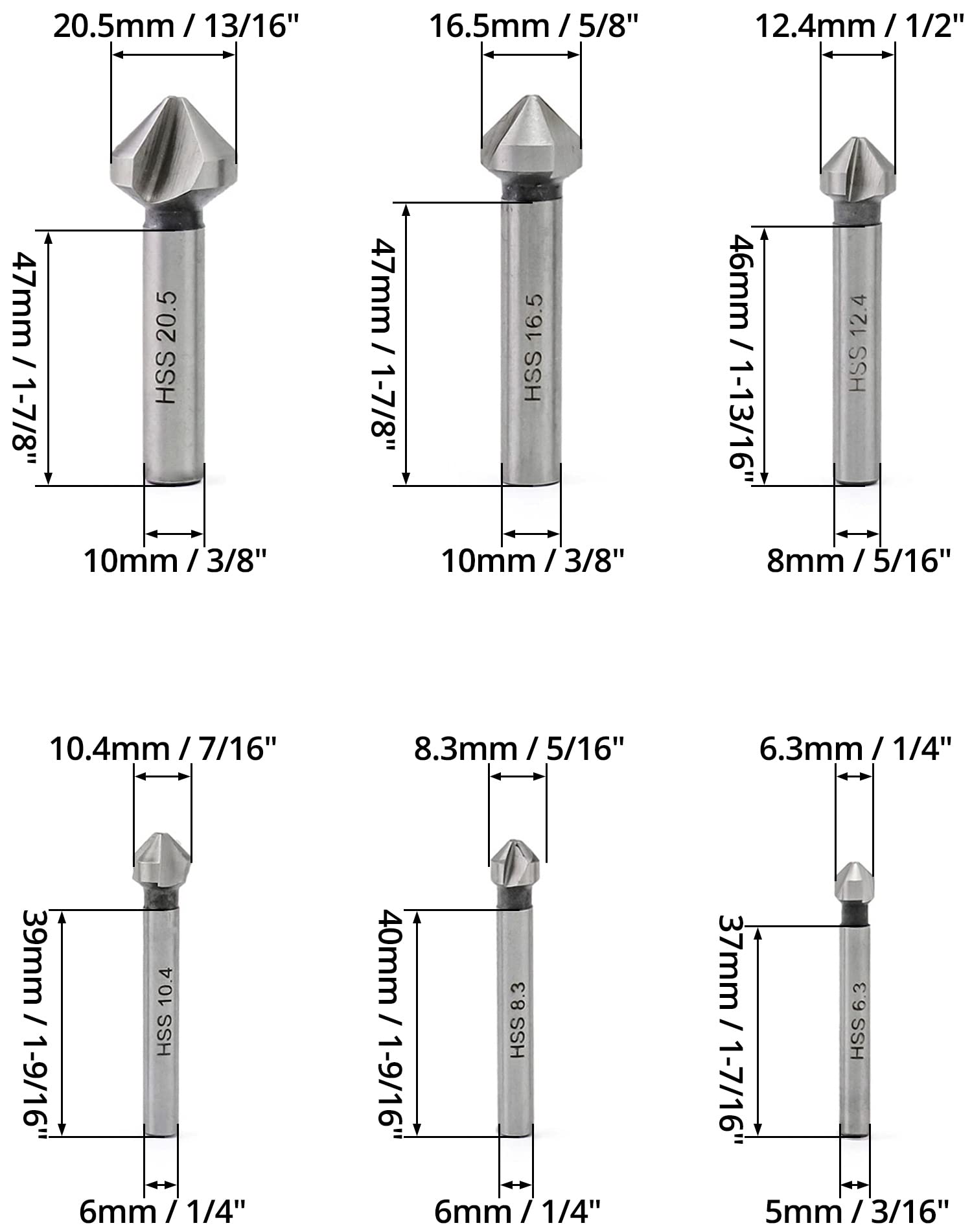 Svasatore HSS G600 Extra Lungo 90° ø Da 6.30 A 25.00mm Dormer [G6006.3 - Foto 5