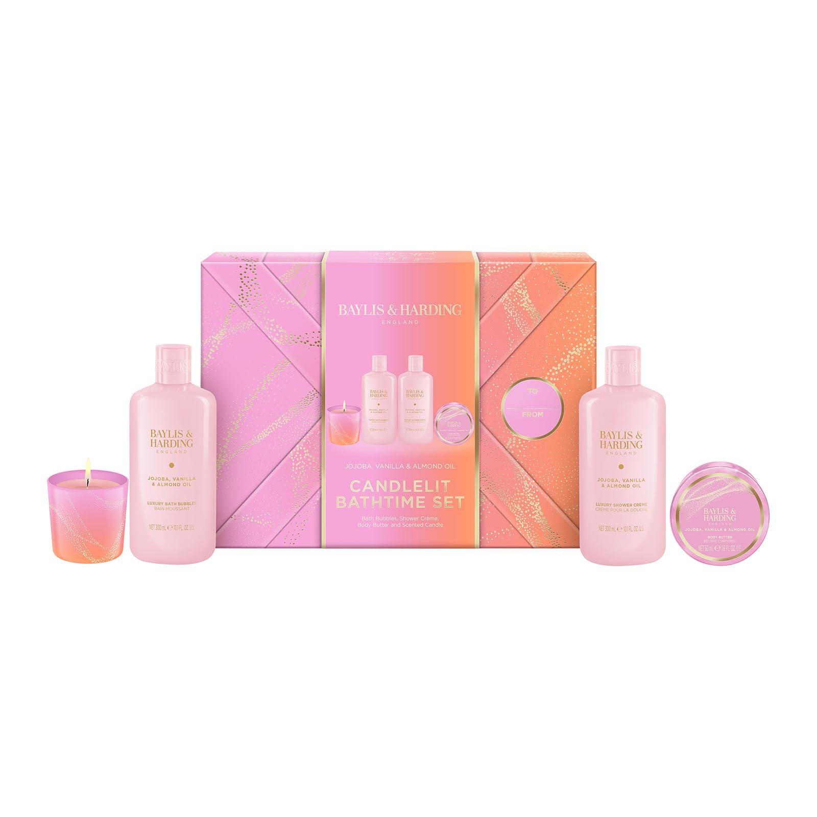 Baylis & Harding Jojoba, Vanilla & Almond Oil Gift Wrapped Candlelit Gift Set